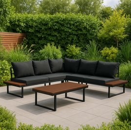 Zestaw mebli ogrodowych metalowych stół i narożnik Toba zdjęcie 3