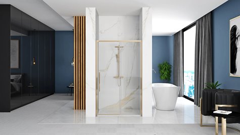 Drzwi prysznicowe szerokość 100 cm złote Solar Gold Rea