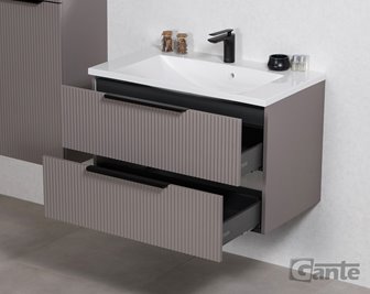 Szafka łazienkowa frezowana wisząca z umywalką 80 cm 46/2 Sydney kolor taupe