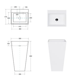 Umywalka wolnostojąca biały połysk Vera Besco UMD-V-WO