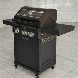 Grill gazowy ZEUS-B kolor czarny ruszt żeliwny moc 11,5 kW + pokrowiec + palnik boczny