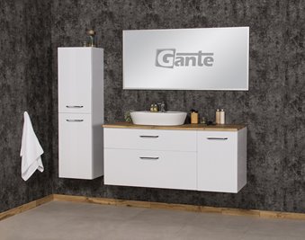 Szafka łazienkowa wisząca z umywalką nablatową i koszem 140 cm SETTO MODULO kolor biały połysk