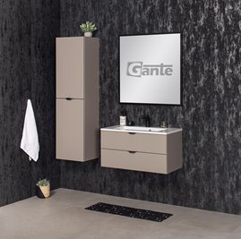 Szafka łazienkowa z lamelami wisząca z umywalką 80 cm 39/2 Victa Lamello kolor fume mat