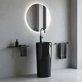 Umywalka wolnostojąca ceramiczna owalna czarny połysk 85x40 cm LINO-BL-400