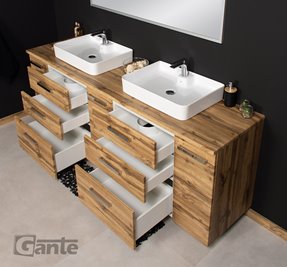 Szafka wisząca z umywalką 210 z dwiema umywalkami C3 seria Fokus NE