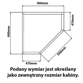 Czarna kabina prysznicowa pięciokątna 90x90 drzwi uchylne KZ91B