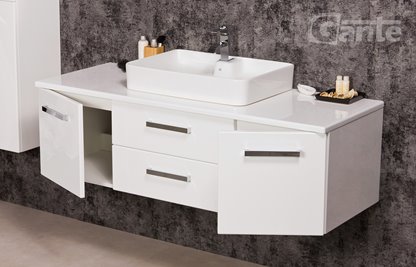 Biała szafka wisząca z umywalką140 cm seria Fokus B