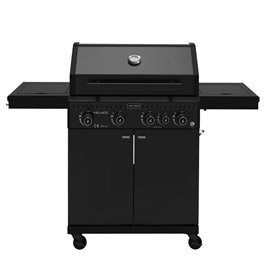 Grill gazowy ZEUS-C kolor czarny ruszt żeliwny moc 14,5 kW + pokrowiec + palnik boczny + LED