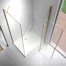 Złota kabina prysznicowa prostokątna drzwi pojedyncze składane 110x80 ZES-KZ20E-GL-110X80