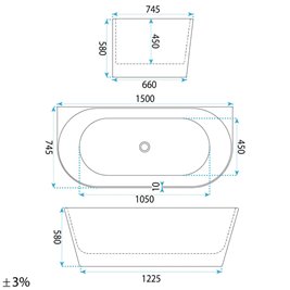 Wanna wolnostojąca przyścienna 150 cm Capri Slim Rea zdjęcie 10