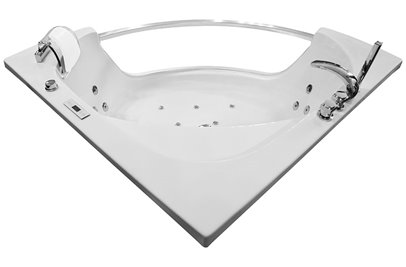 Wanna z hydromasażem narożna 135x135 cm MO-0057 biały zagłówek
