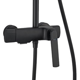 Czarny zestaw prysznicowy z wylewką Rebel Rea