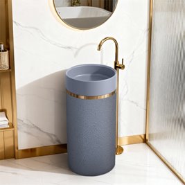 Umywalka wolnostojąca ceramiczna okrągła szara 86x40 cm SCOT1-GR-WOF-860