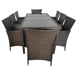 Zestaw mebli ogrodowych z technorattanu stół + krzesła 8 osób Santos brąz