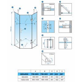 Czarna kabina prysznicowa pięciokątna 80x80 drzwi uchylne KZ10A