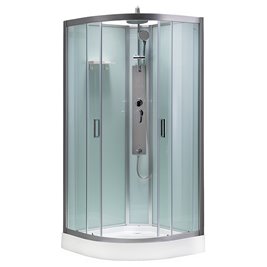 Kabina prysznicowa półokrągła zabudowana profil stal szczotkowana 80x80 Puerto