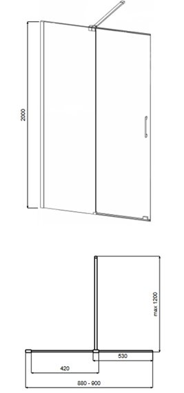 Ścianka prysznicowa rozsuwana 90 cm Vayo Black Besco