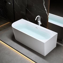 Wanna przyścienna biały przelew oraz korek narożna prawa 140 cm Mera Hydrosan