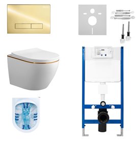 Zestaw podtynkowy kompletny stelaż + miska MIZU-WH-GL-RIM-03 + przycisk ST+H GOLD