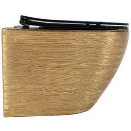 Złota szczotkowana misa wc wisząca Rimless Carlo Flat Black Rea