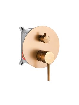 Miedź szczotkowana zestaw wannowo-prysznicowy podtynkowy box Lungo Rea