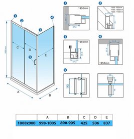 Kabina prysznicowa prostokątna 100x90 KZ104A