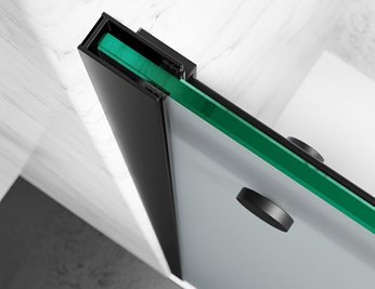 Drzwi prysznicowe rozsuwane prawe/lewe do wnęki 132-141 cm szkło 8mm mleczne profile czarny mat Swiss Liniger