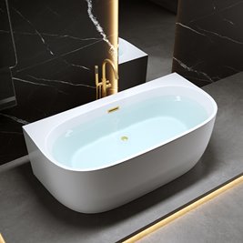 Wanna wolnostojąca przyścienna złoty szczotkowany przelew oraz korek 150 cm Nora Hydrosan