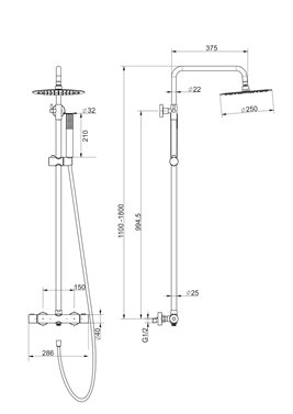 Kolumna natryskowa w kolorze czarnym termostat deszczownica okrągła CMN01TBL Lugo Corsan