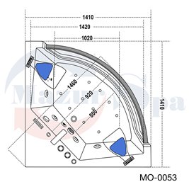Wanna z hydromasażem przeszklona narożna 141x141 cm MO-0053N