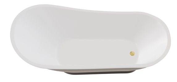 Czarno-wiała Wanna wolnostojąca 150 cm syfon klik-klak złoty Gloria Besco