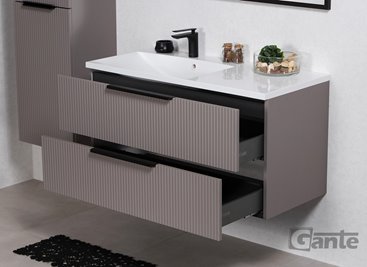 Szafka łazienkowa frezowana wisząca z umywalką 100 cm 46/2 Sydney kolor taupe