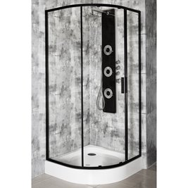 Kabina prysznicowa jednoskrzydłowa półokrągła z brodzikiem 80x80 RPS Solid BL Kerra