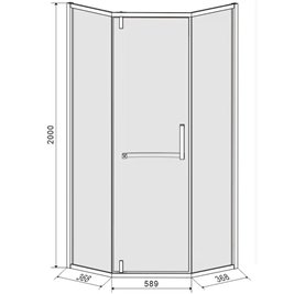 Czarna kabina prysznicowa pięciokątna 80x80 drzwi uchylne KZ4026A