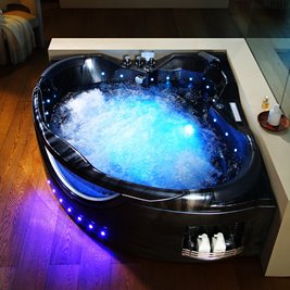 Czarna wanna z hydromasażem narożna 155x155 cm Eos 932 Hydrosan