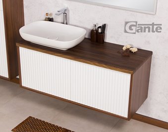 Szafka łazienkowa wisząca z umywalką dąb wenge/biały mat 120 cm Venus Gante