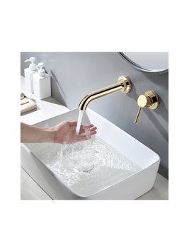 Bateria umywalkowa podtynkowa box Rea Lungo Long złoty połysk