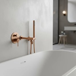 Bateria wannowa podtynkowa box Lungo Rea miedź szczotkowana