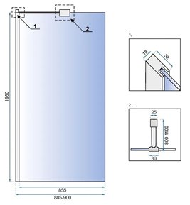 Ścianka prysznicowa walk-in profile chromowane 90 cm Aero Rea