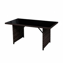 Zestaw mebli ogrodowych z technorattanu narożnik, stół, pufy Toledo brąz zdjęcie 9