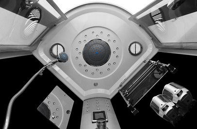 Kabina prysznicowa składane siedzisko półokrągła zabudowana czarna 90x90 MO-09909A