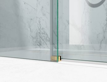 Kabina prysznicowa narożna 150x80 cm szkło 8mm przeźroczyste profile złoty połysk Swiss Liniger