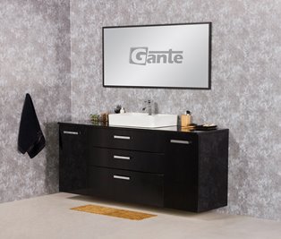 Czarna szafka wisząca z umywalką 180 cm LunaC3 seria Fokus C