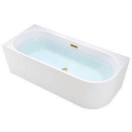 Wanna przyścienna złoty szczotkowany przelew oraz korek narożna lewa 140 cm Mera Hydrosan