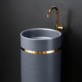 Umywalka wolnostojąca ceramiczna okrągła szara 86x40 cm SCOT1-GR-WOF-860