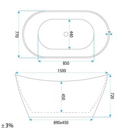 Wanna wolnostojąca 150 cm Ferrano Slim Rea zdjęcie 10