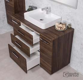 Szafka łazienkowa wisząca z umywalką nablatową 120 cm 50/3 Luna Fokus kolor orzech