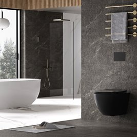 Czarna matowa miska wc wisząca Rimless Nero Tornado NERO-MTB-03 Hydrosan