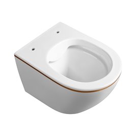 Biała miska wc wisząca złoty rant Mizu Rimless 4.0 MIZU-WH-GL-RIM-03 Hydrosan