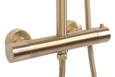 Złoty szczotkowany zestaw prysznicowy termostatem Vincent Rea Gold Brush